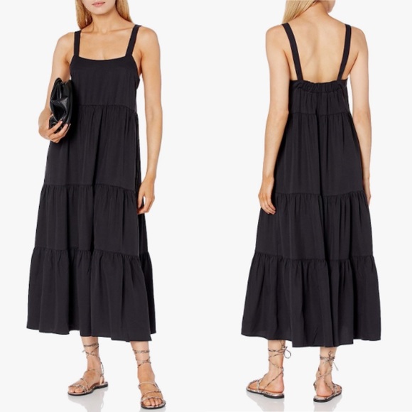 The Drop Dresses & Skirts - The Drop Britt Tiered Maxi Sleeveless Tent Dress Off-Black M NWT